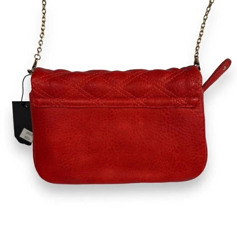 Street Level Quilted Vegan Faux‎ Leather Crossbody Bag 